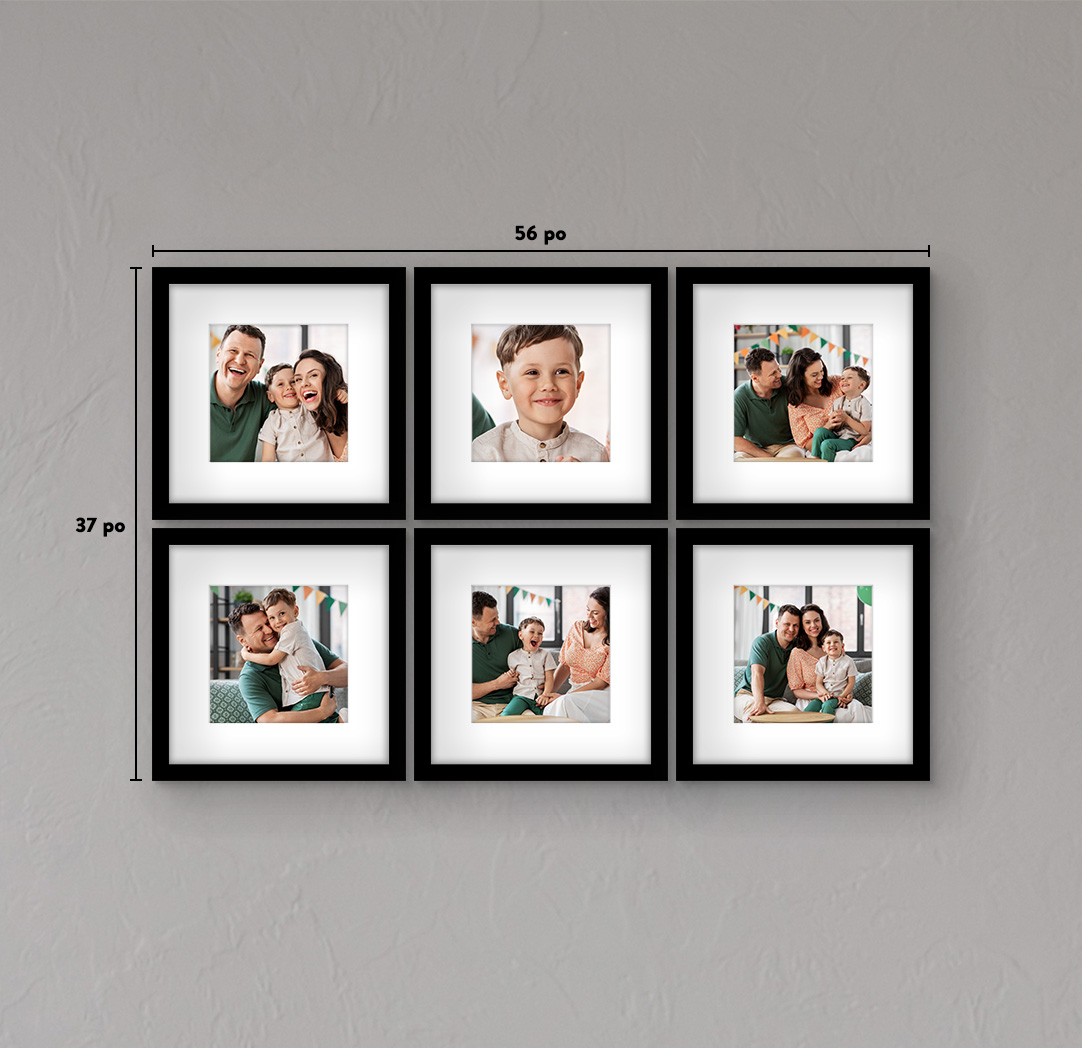 12 x 12 po noir - Ensemble de 6