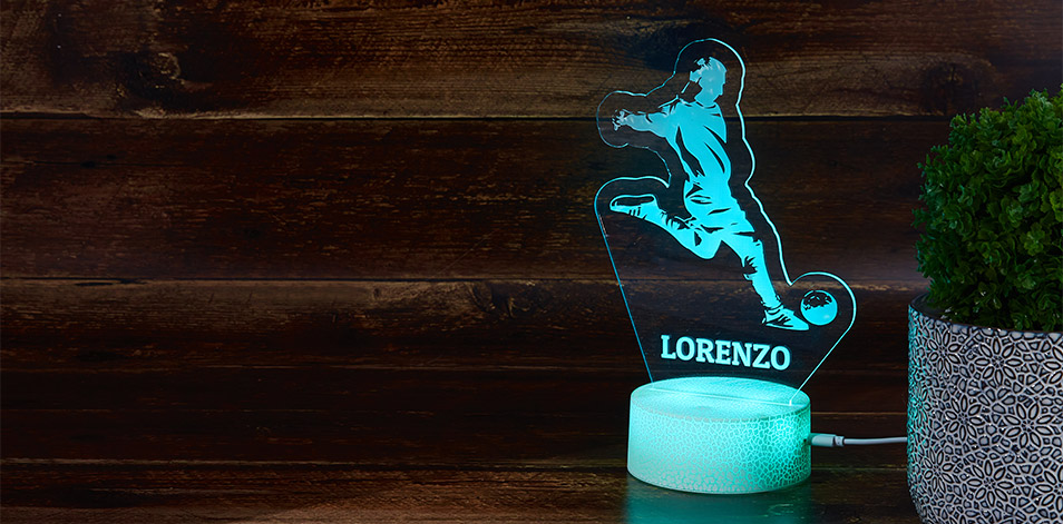 Panneau à DEL personnalisé blanc craquelé - Joueur de soccer