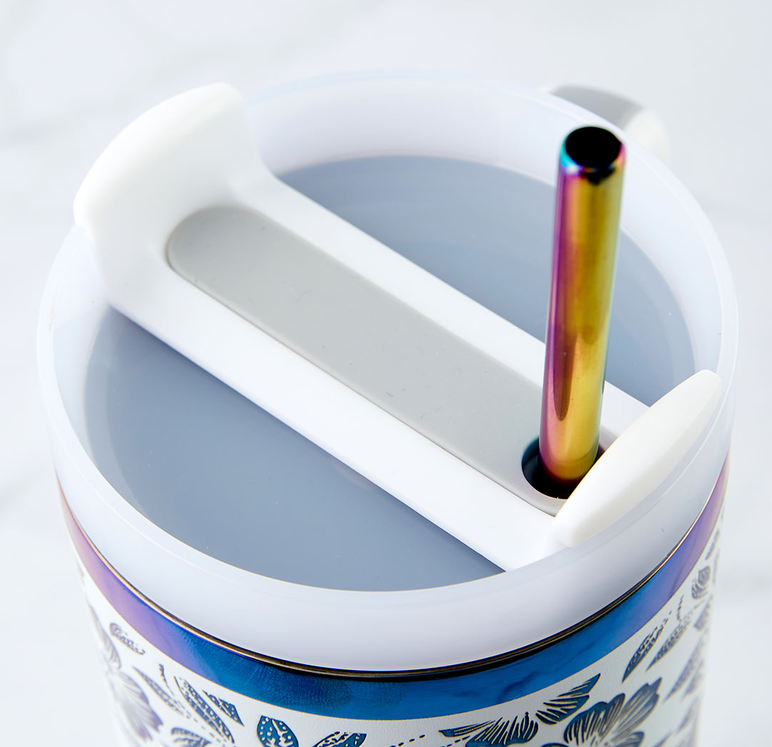 40oz. White Personalized Metallic Tumbler