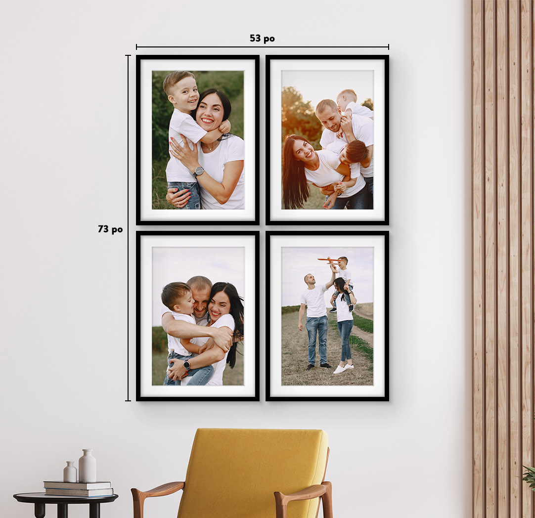 20 x 30 po noir - Ensemble de 4