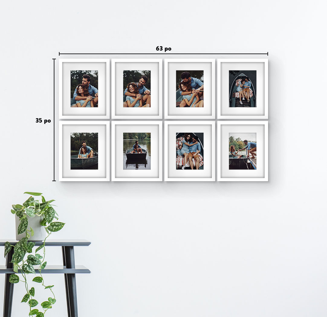 8 x 10 po blanc - Ensemble de 8