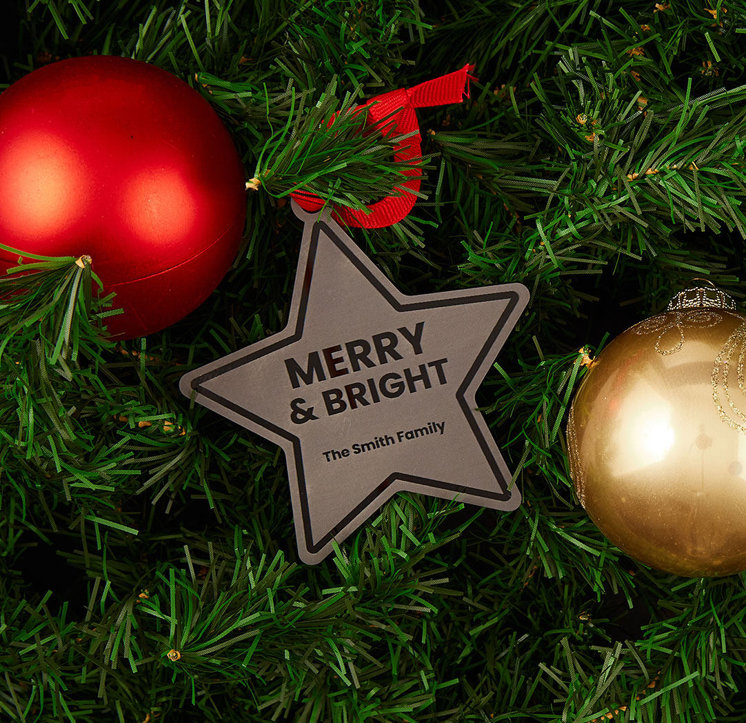 Black Engraved Star Ornament