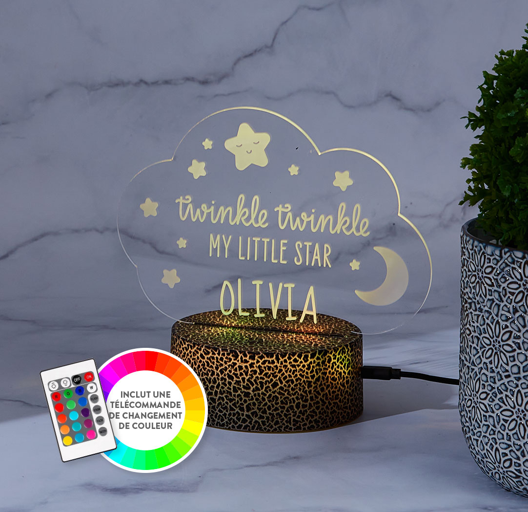 Panneau à DEL personnalisé noir craquelé - Twinkle, Twinkle