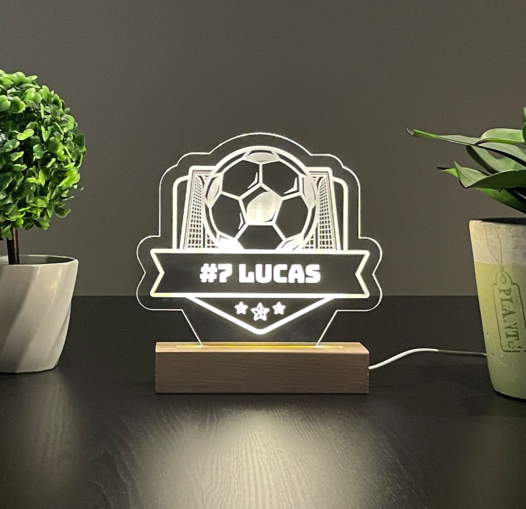 Panneau long à DEL personnalisé en bois - Soccer