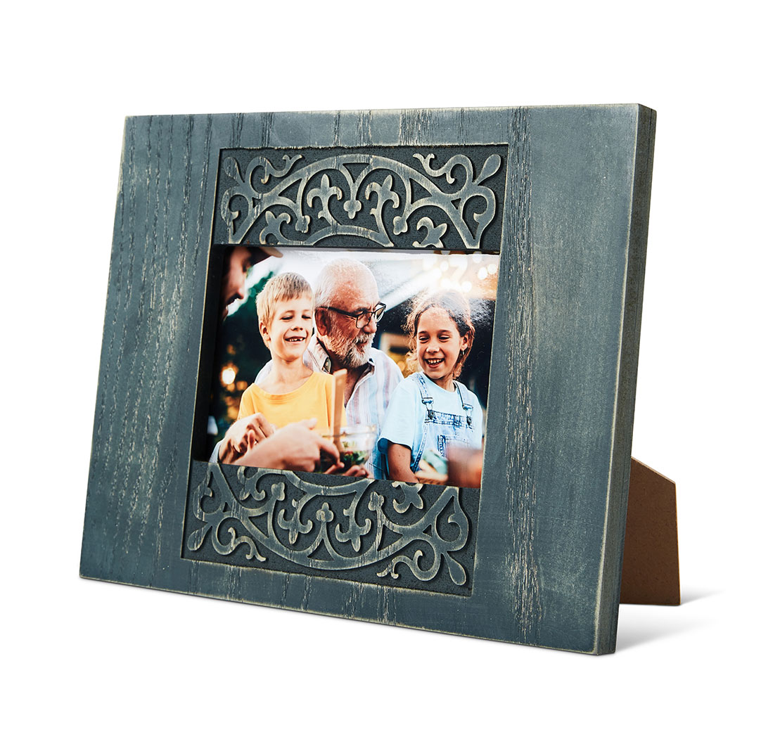 4x6 Blue Carved Wood Frame