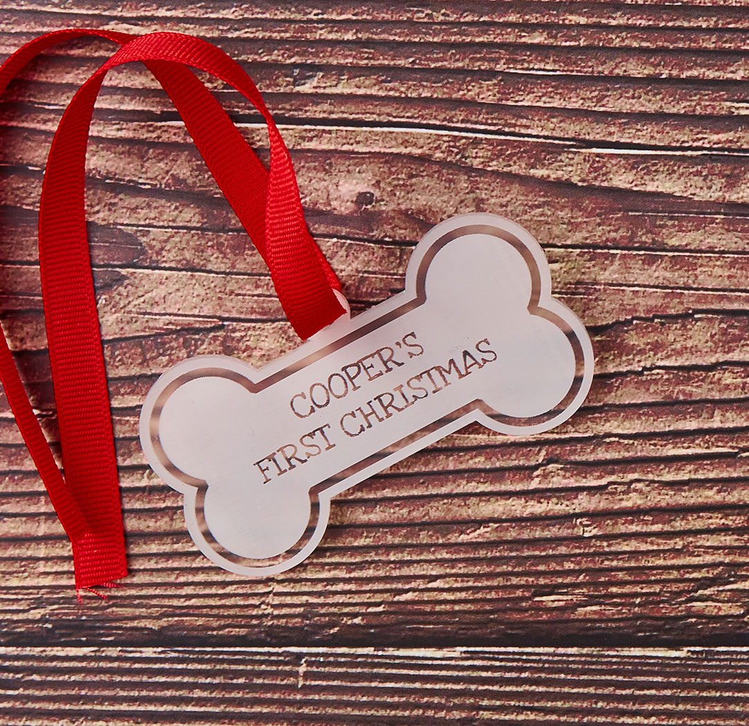 Clear Engraved Bone Ornament 