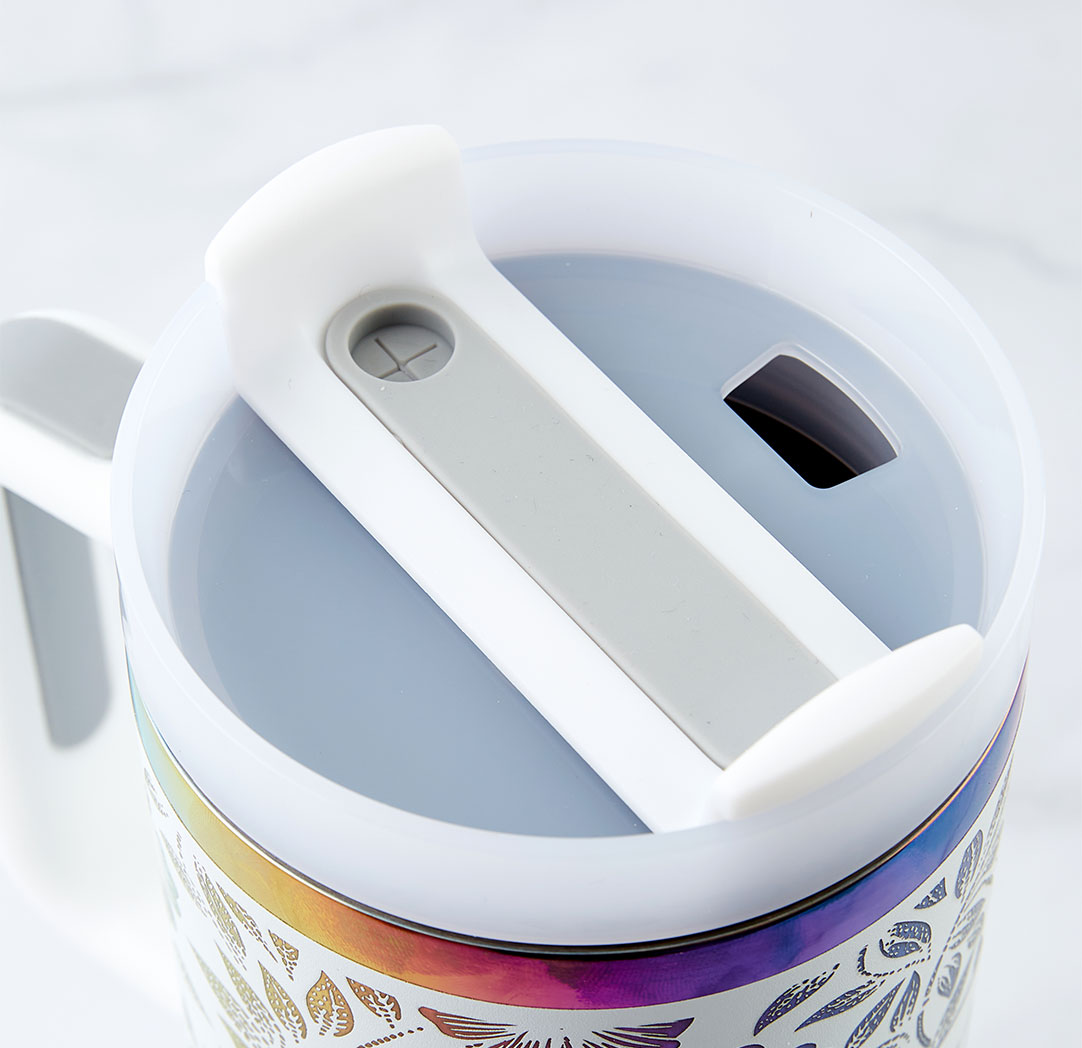 40oz. White Personalized Metallic Tumbler