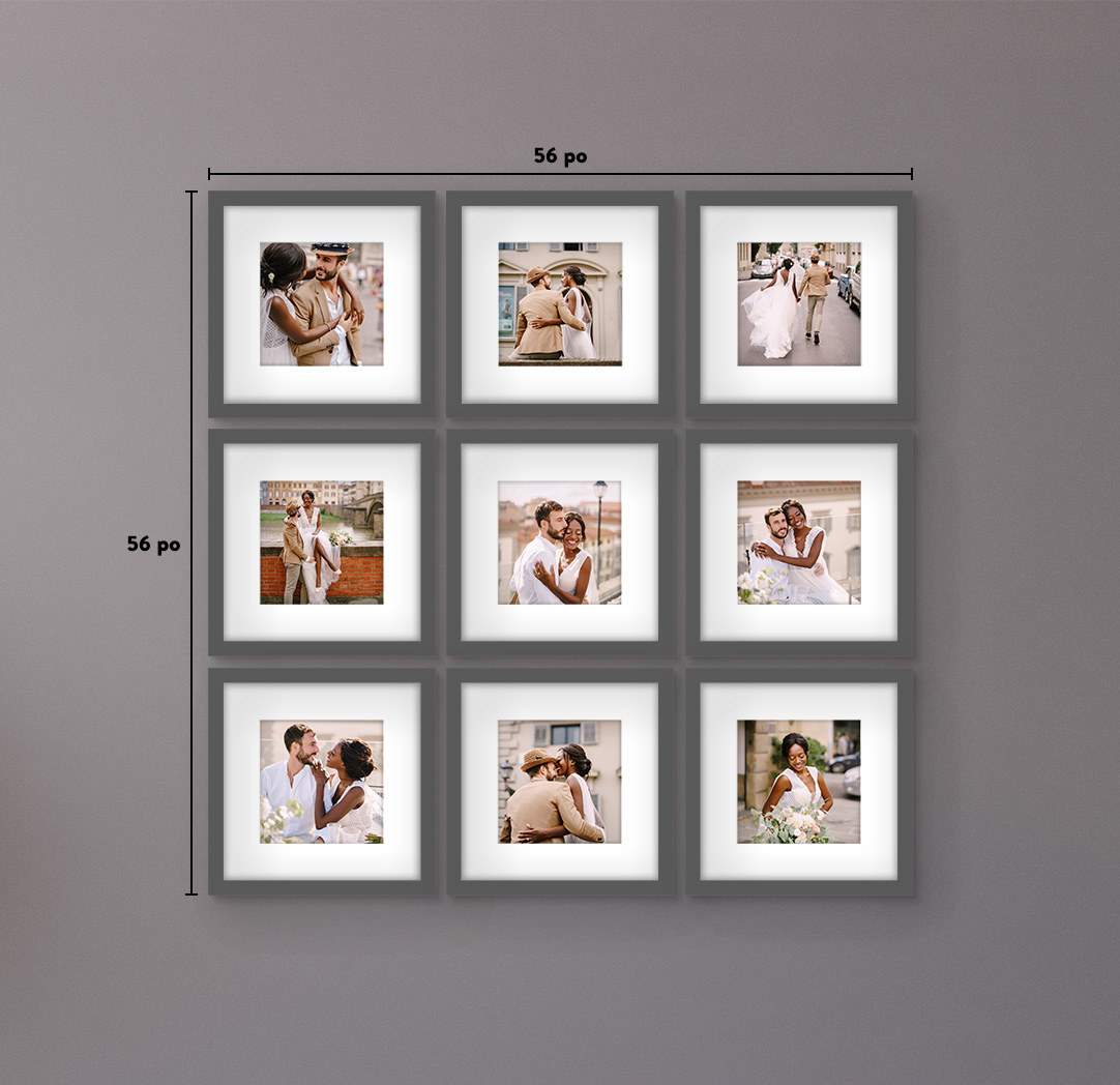 12 x 12 po gris - Ensemble de 9