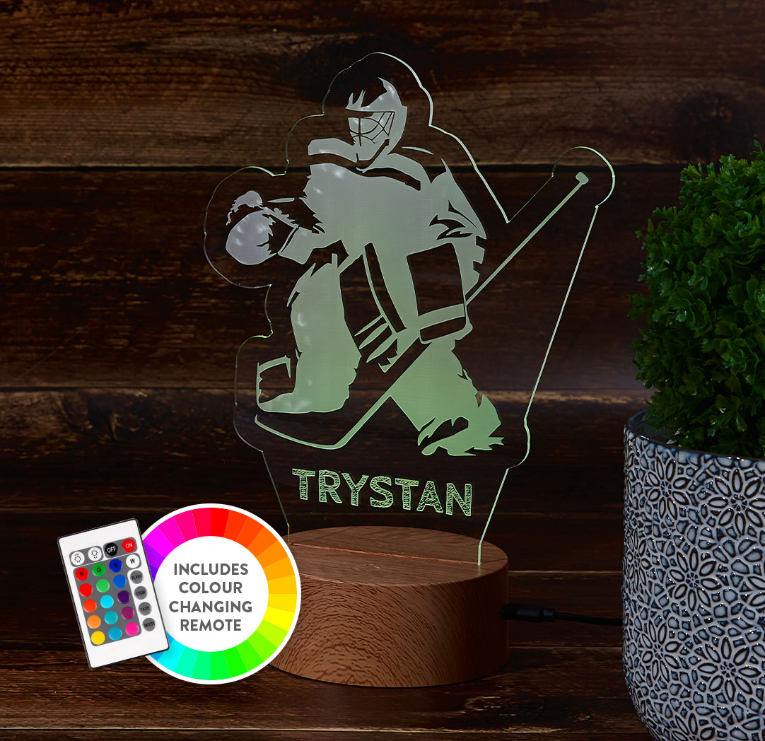 Personalized Wood LED Sign - Hockey Goalie