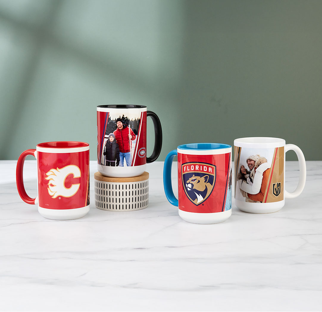 Tasse LNH de 15 oz noire avec photo