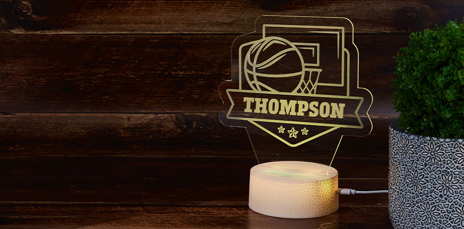 Panneau à DEL personnalisé blanc craquelé - Basketball