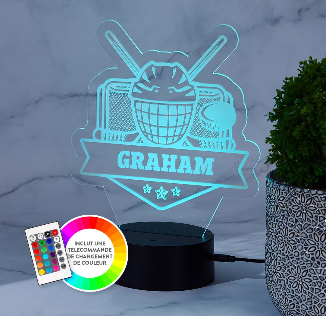 Panneau à DEL personnalisé noir - Hockey