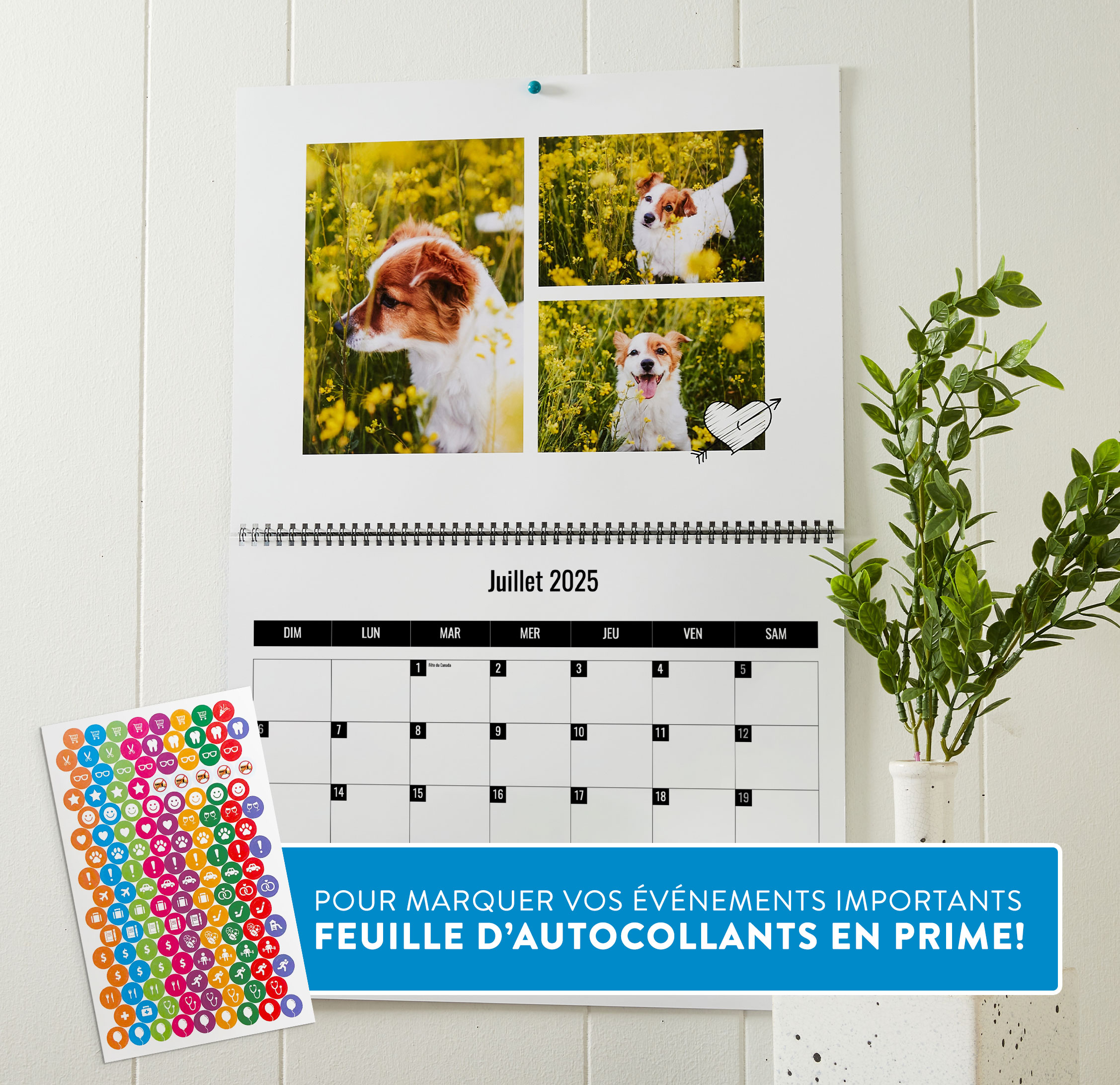 Calendrier mural de 12 x 16 pouces