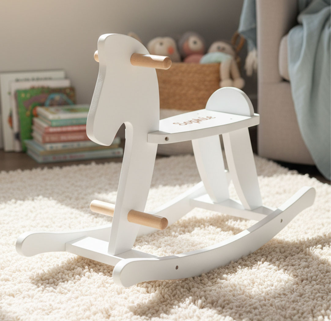 Cheval à bascule personnalisé en bois