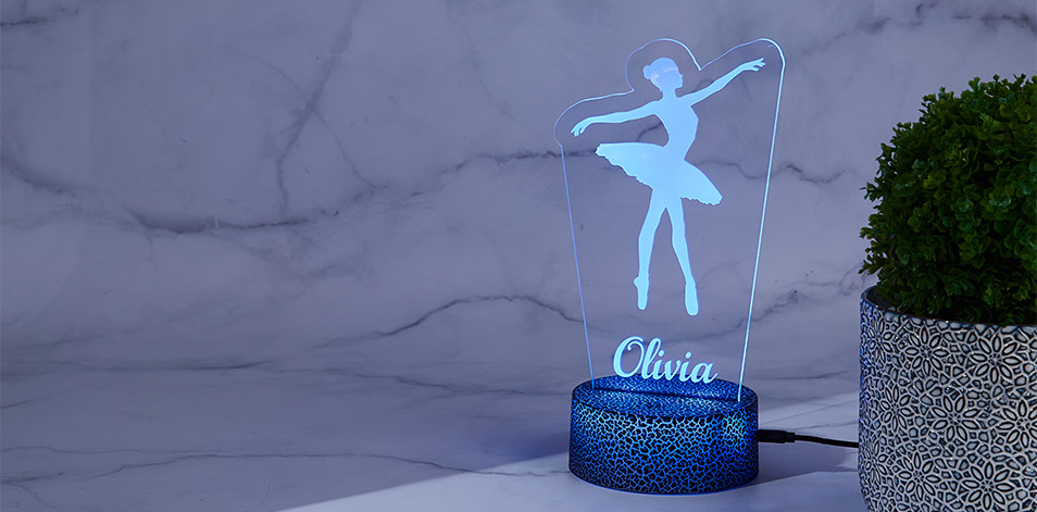 Personalized Cracked Black LED Sign - Ballerina