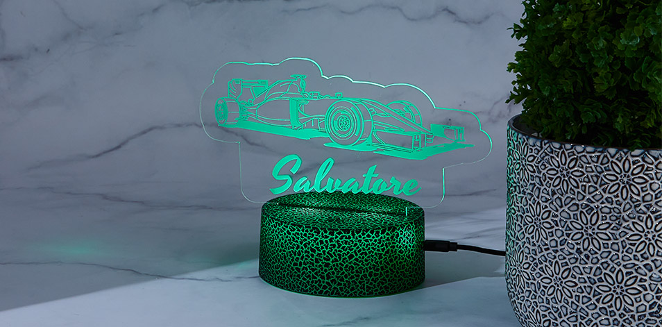 Panneau à DEL personnalisé noir craquelé - Voiture de course