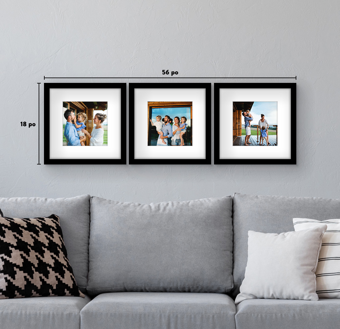 12 x 12 po noir - Ensemble de 3