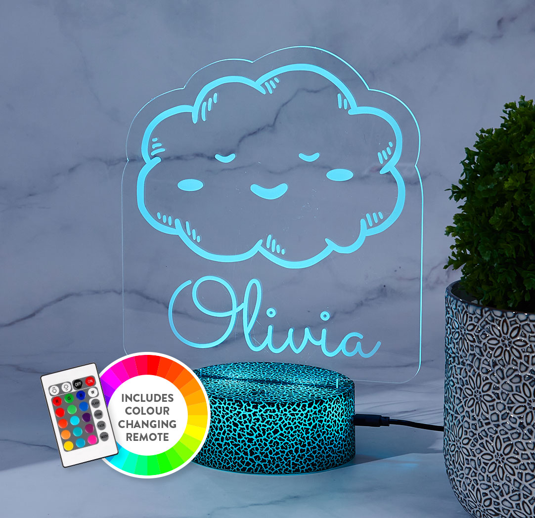 Personalized Cracked Black LED Sign - Cloud