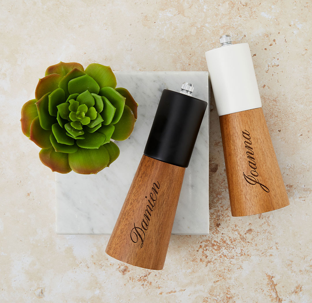 Ensemble de moulins à sel et à poivre personnalisés