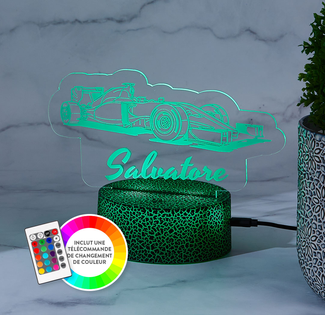 Panneau à DEL personnalisé noir craquelé - Voiture de course