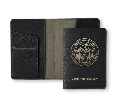 Personalized Black Leather Passport Holder