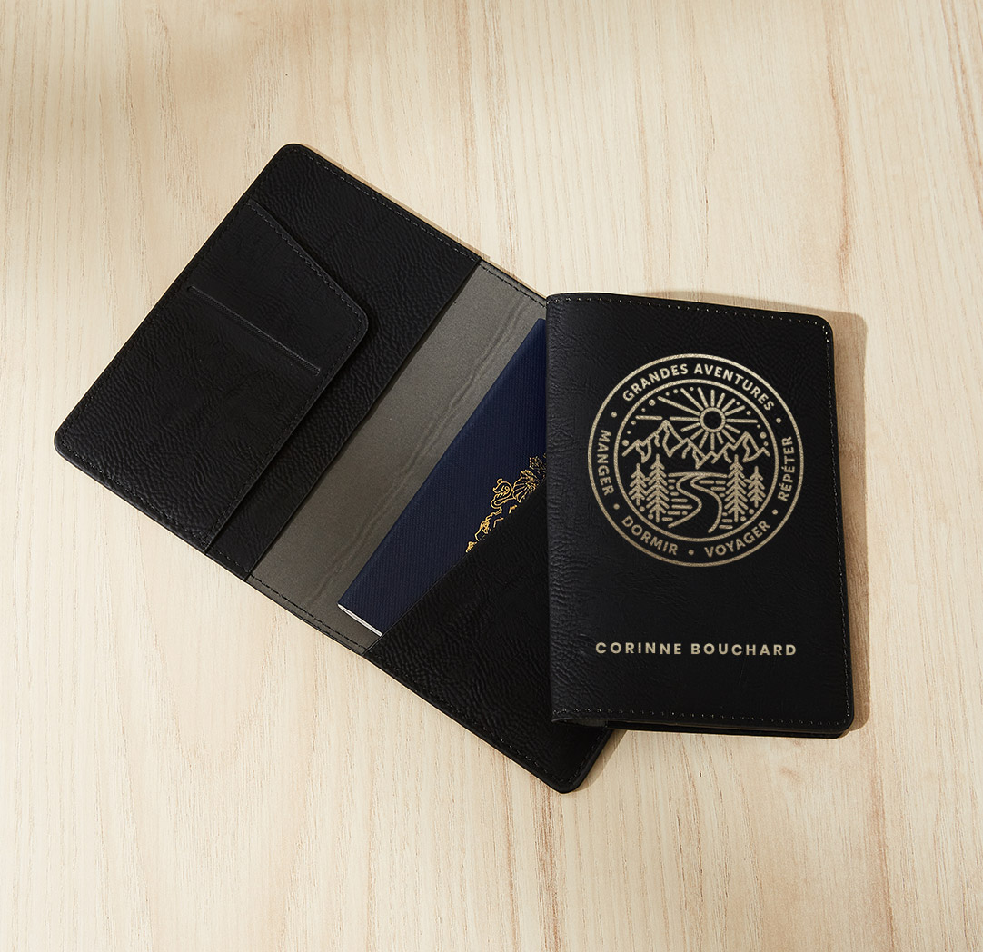 Étui de passeport personnalisé noir