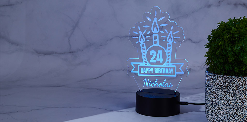 Panneau à DEL personnalisé noir - Bougies d’anniversaire