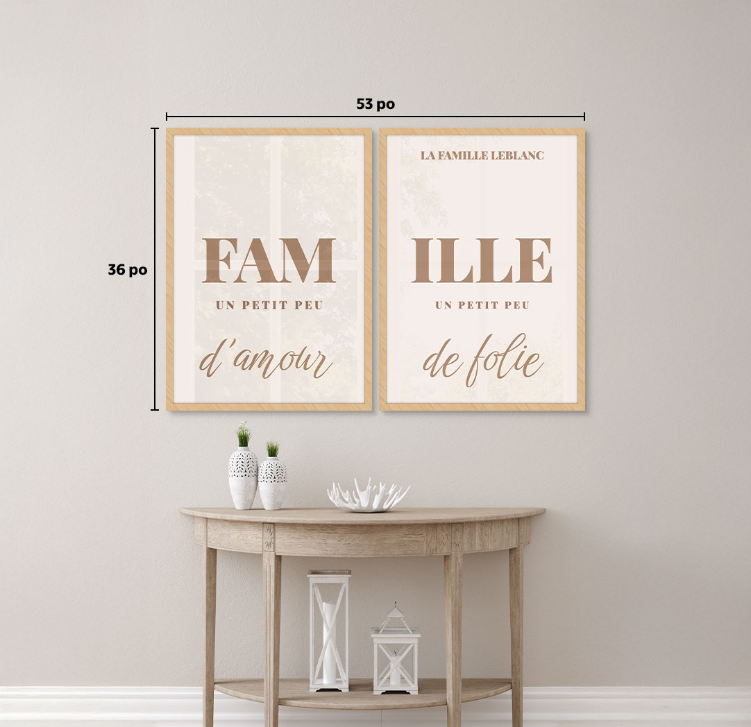Ensemble de 2 - thématique de 20 x 30 po, cadres bois