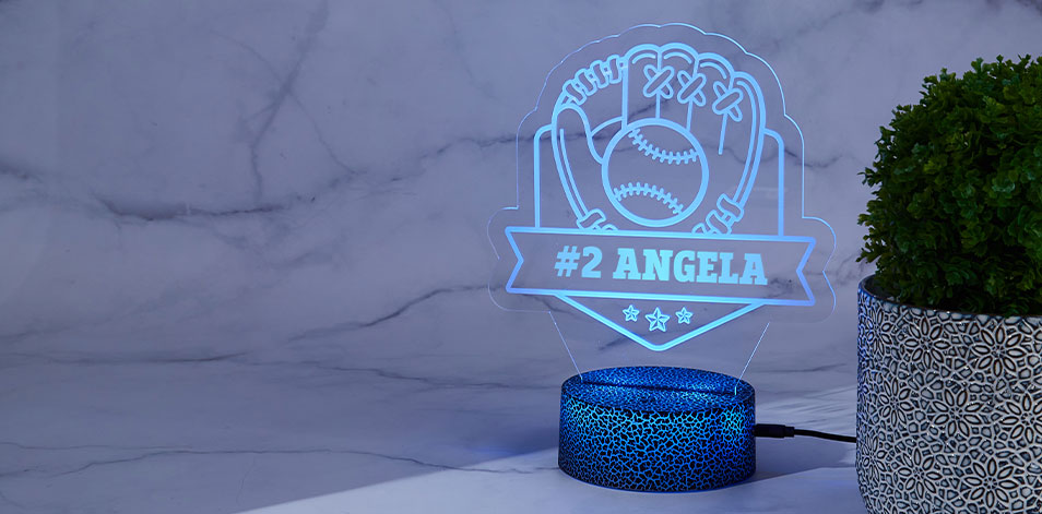 Panneau à DEL personnalisé noir craquelé - Baseball