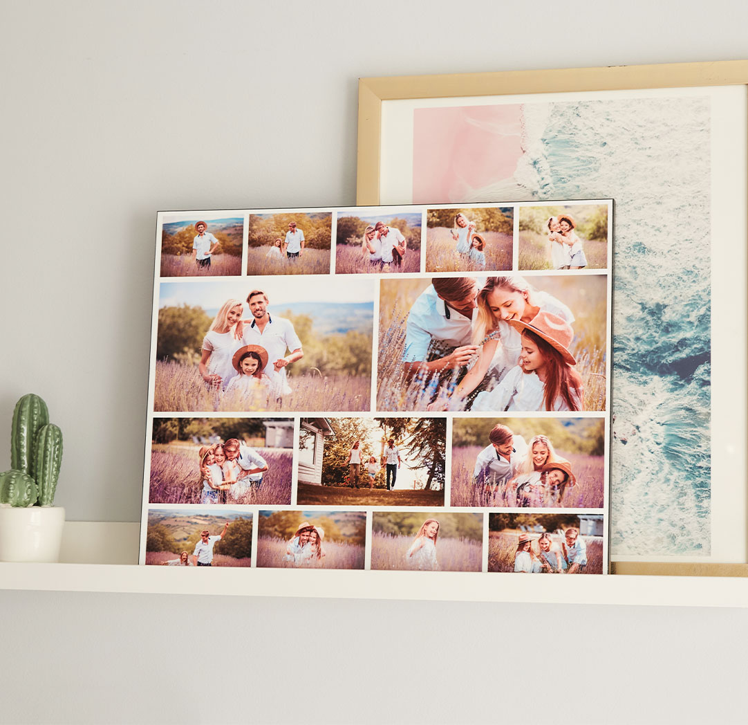 Photos sur plaque de bois