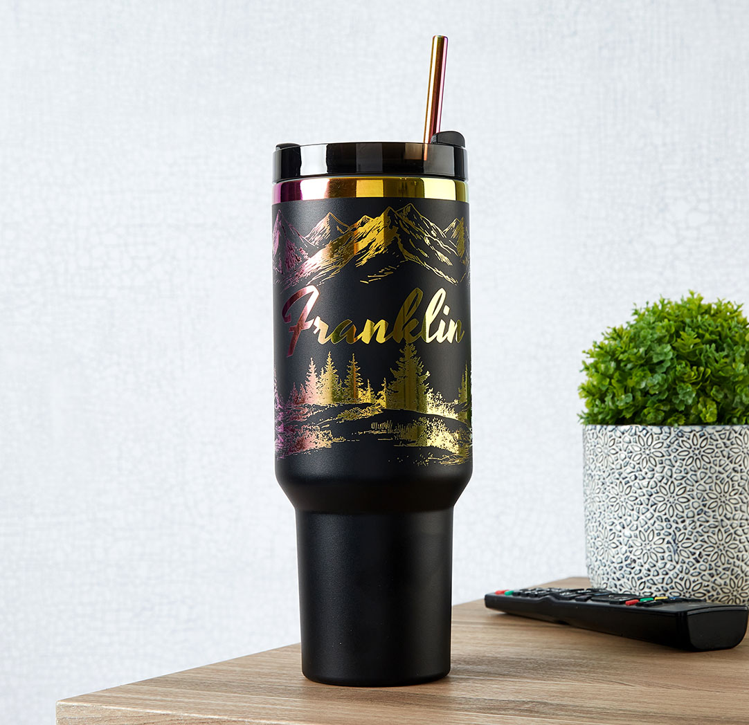 40oz. Black Personalized Metallic Tumbler