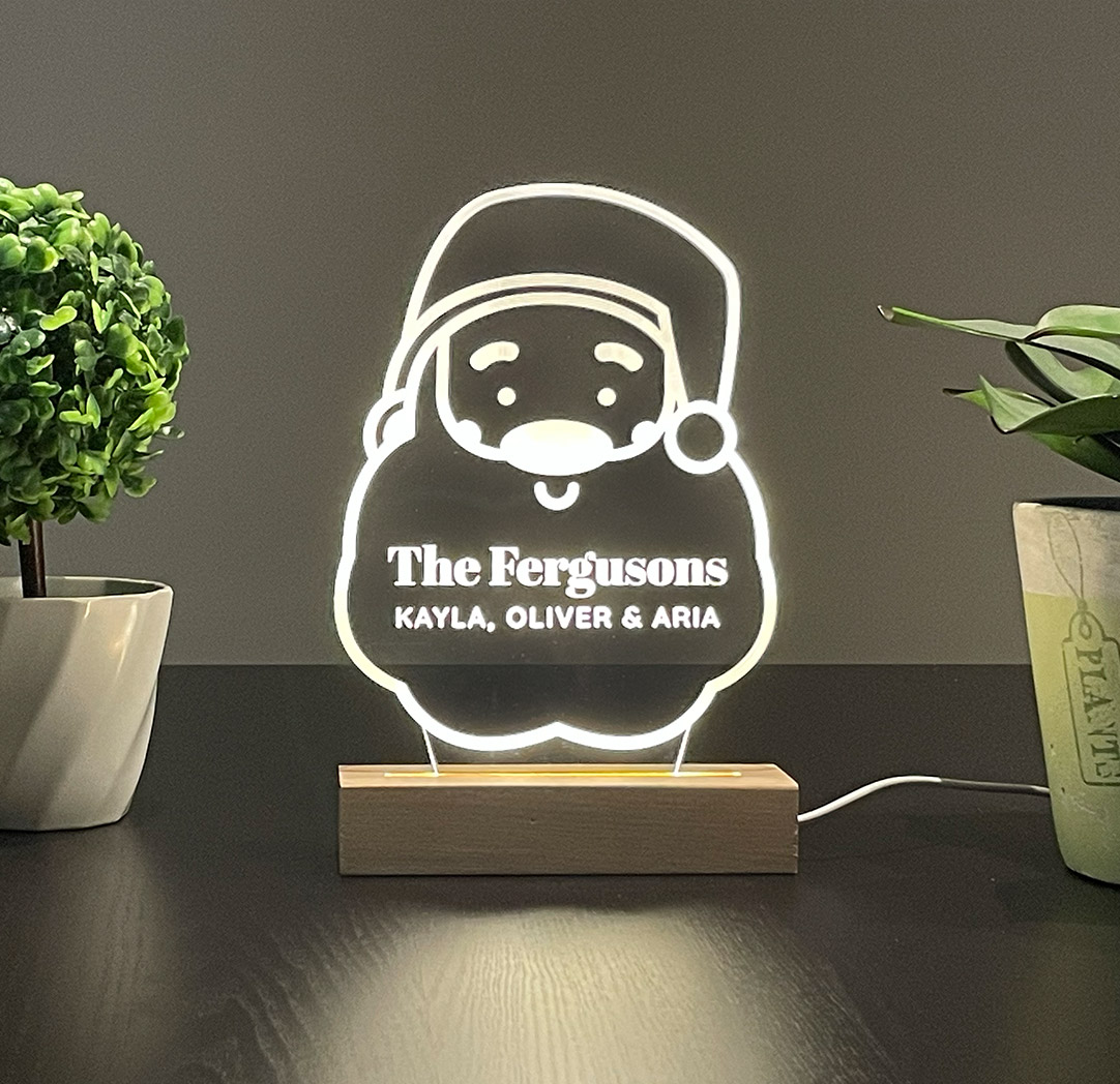 Panneau long à DEL personnalisé en bois - Père Noël