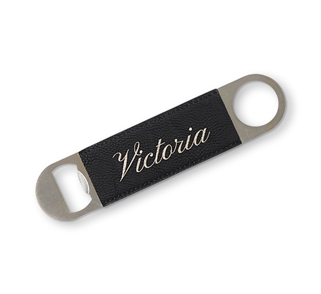 Black Leather Engraved Bottle Opener