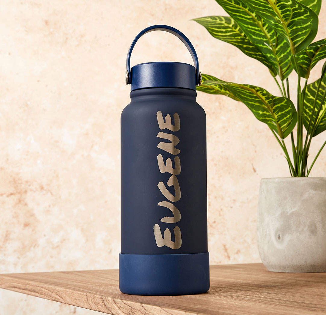 Bouteille à eau personnalisée bleu marine de 1 l