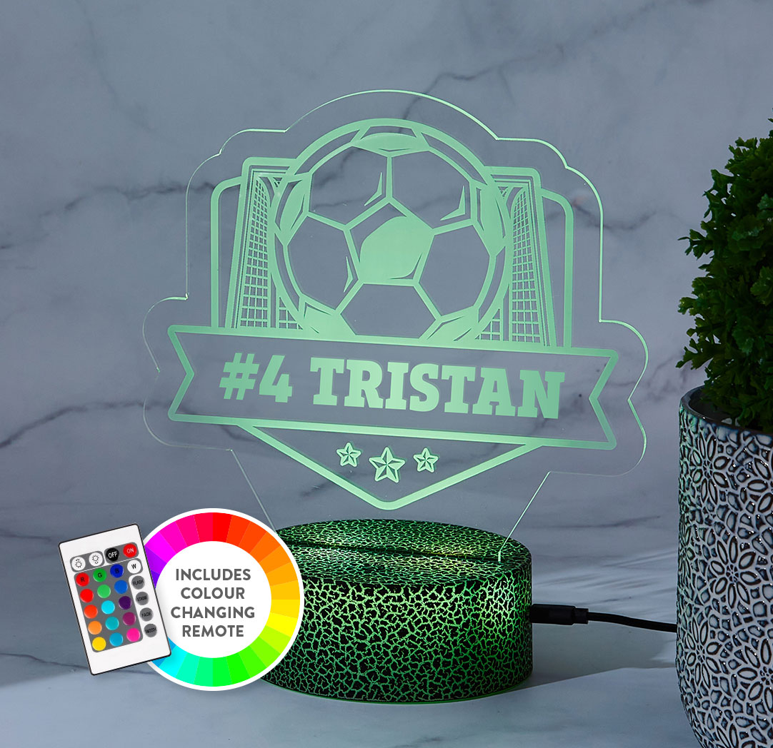 Personalized Cracked Black LED Sign - Soccer