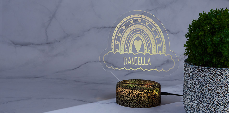 Personalized Cracked Black LED Sign - Rainbow