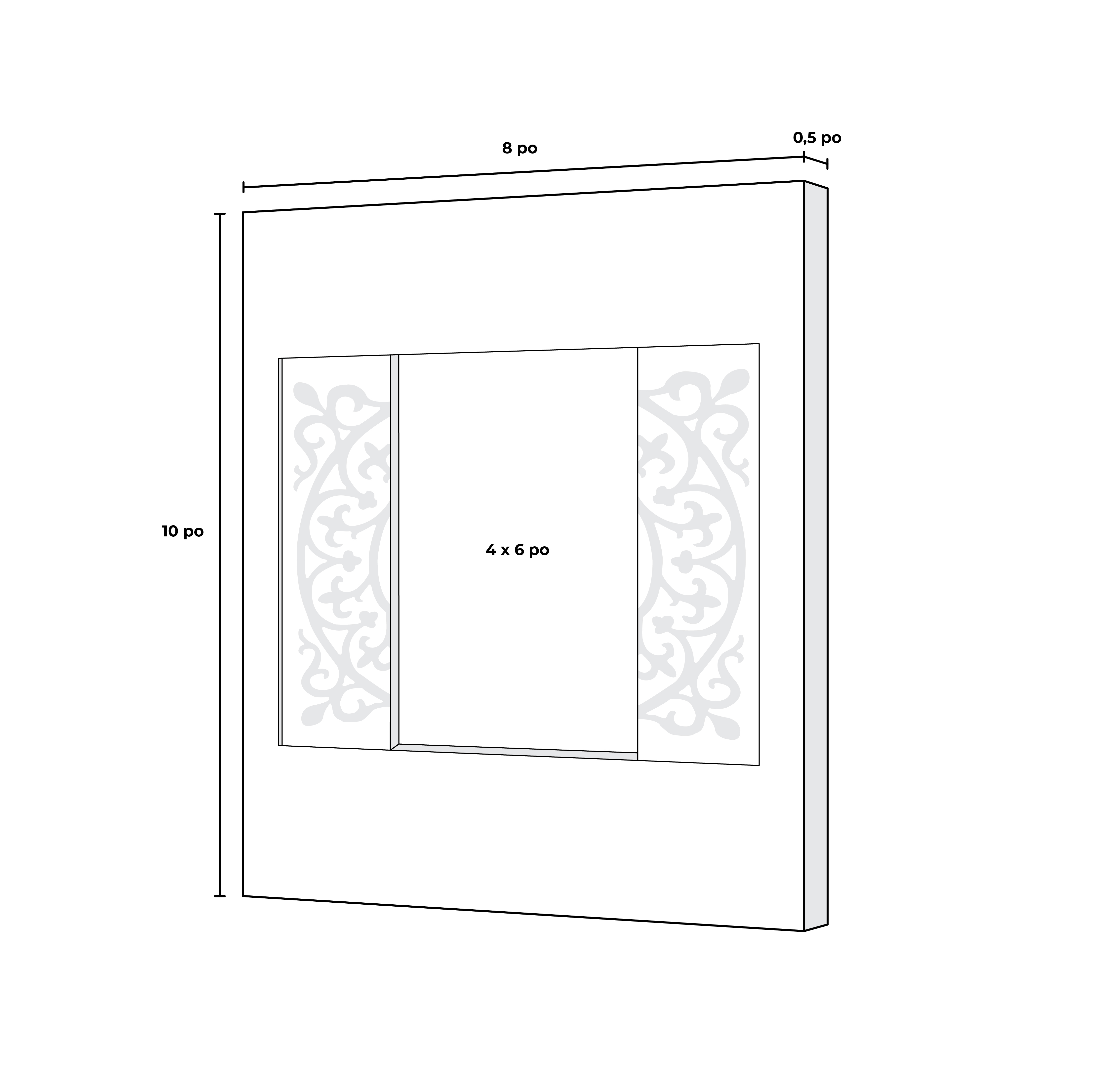Cadre bleu en bois sculpté 4 x 6 po