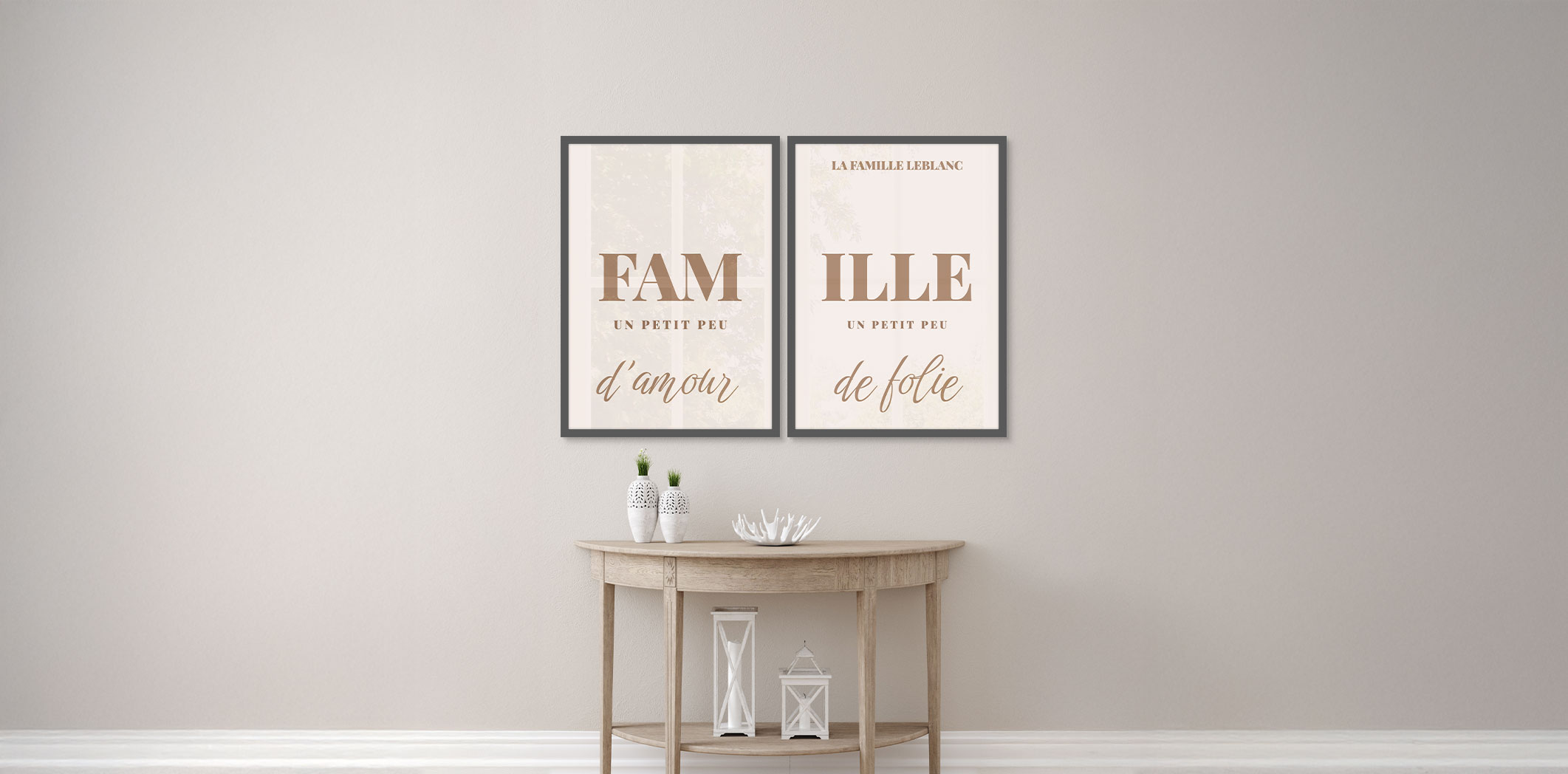 Ensemble de 2 - thématique de 20 x 30 po, cadres gris