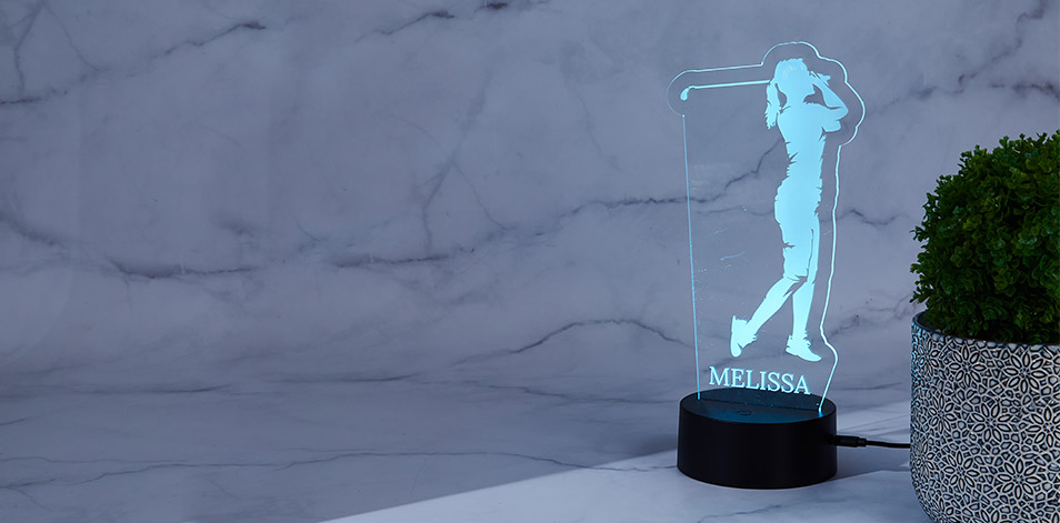 Personalized Black LED Sign - Female Golfer