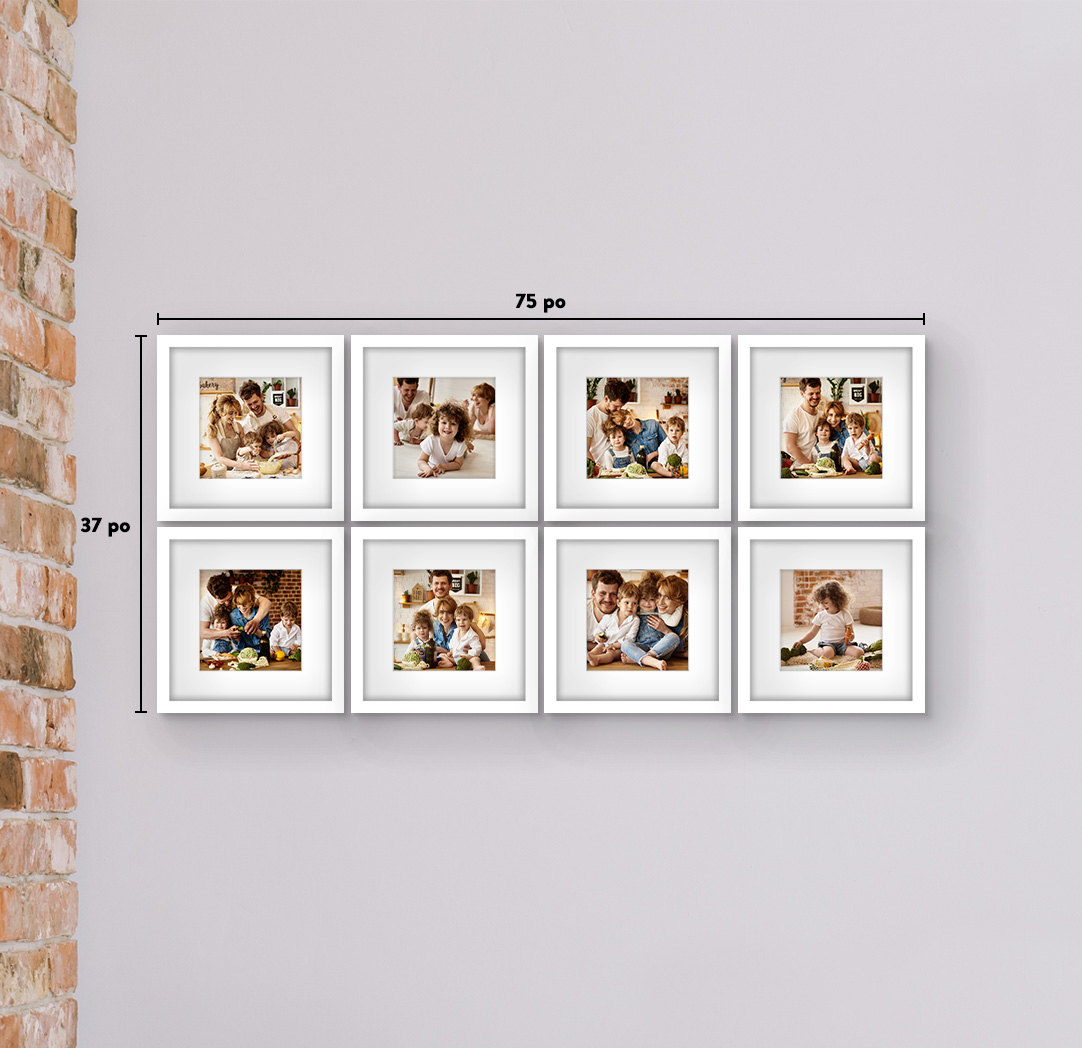 12 x 12 po blanc - Ensemble de 8