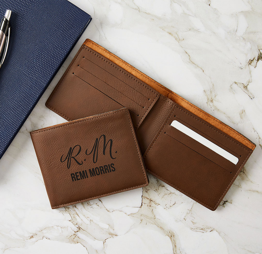 Portefeuille personnalisé brun