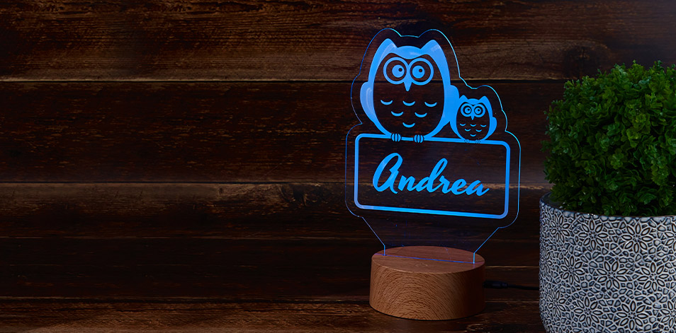 Personalized Wood LED Sign - Owls