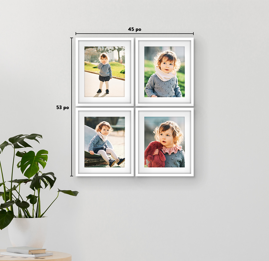 16 x 20 po blanc - Ensemble de 4