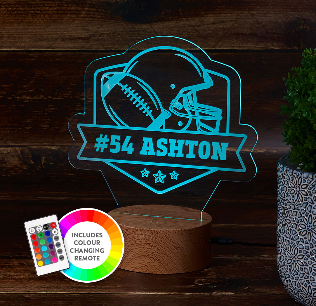 Personalized Wood LED Sign - Football