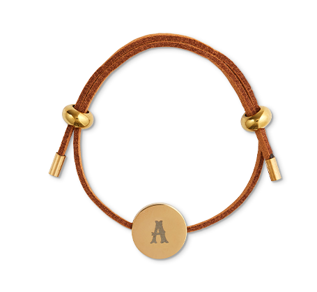 Suede Adjustable Bracelet - Brown & Gold Colour