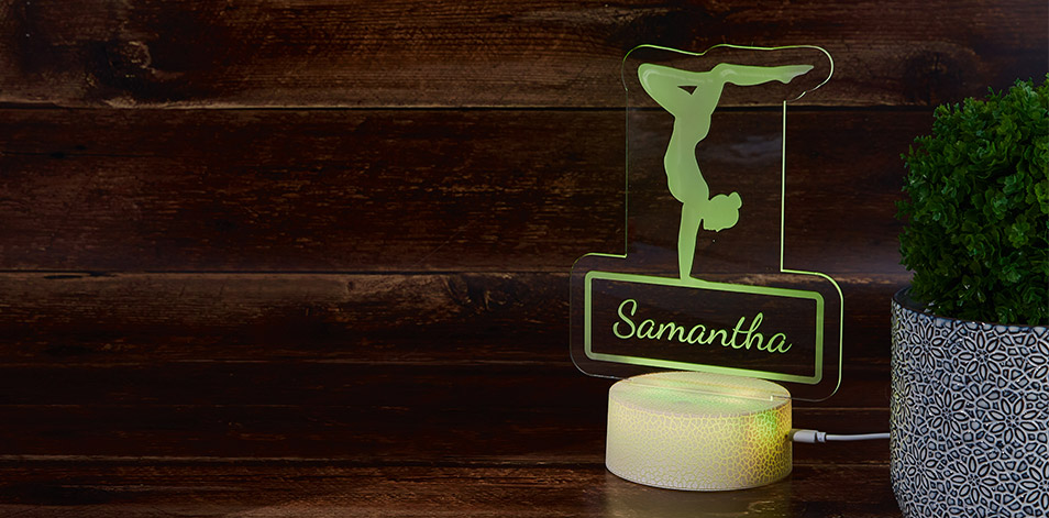 Personalized Cracked White LED Sign - Yoga Pose
