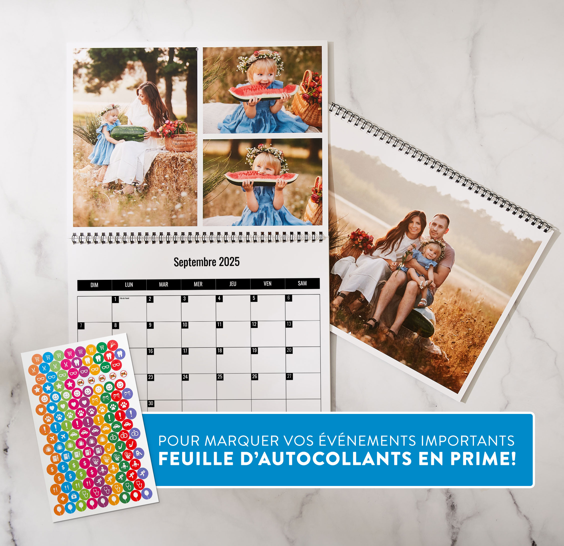 Calendrier mural de 9 x 12 pouces