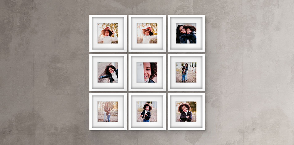 8 x 8 po blanc - Ensemble de 9