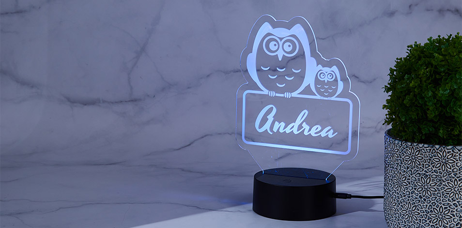 Personalized Black LED Sign - Owls