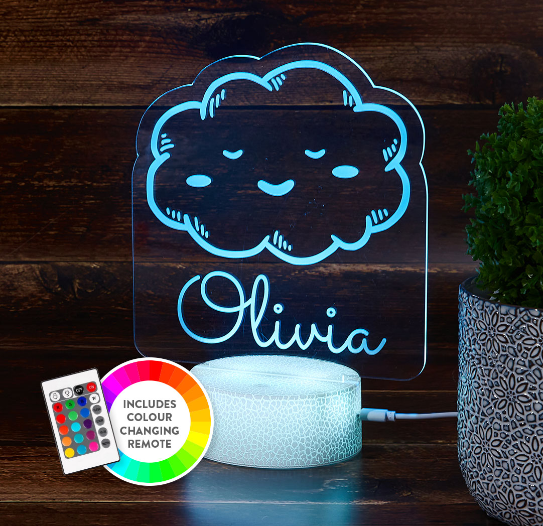 Personalized Cracked White LED Sign - Cloud